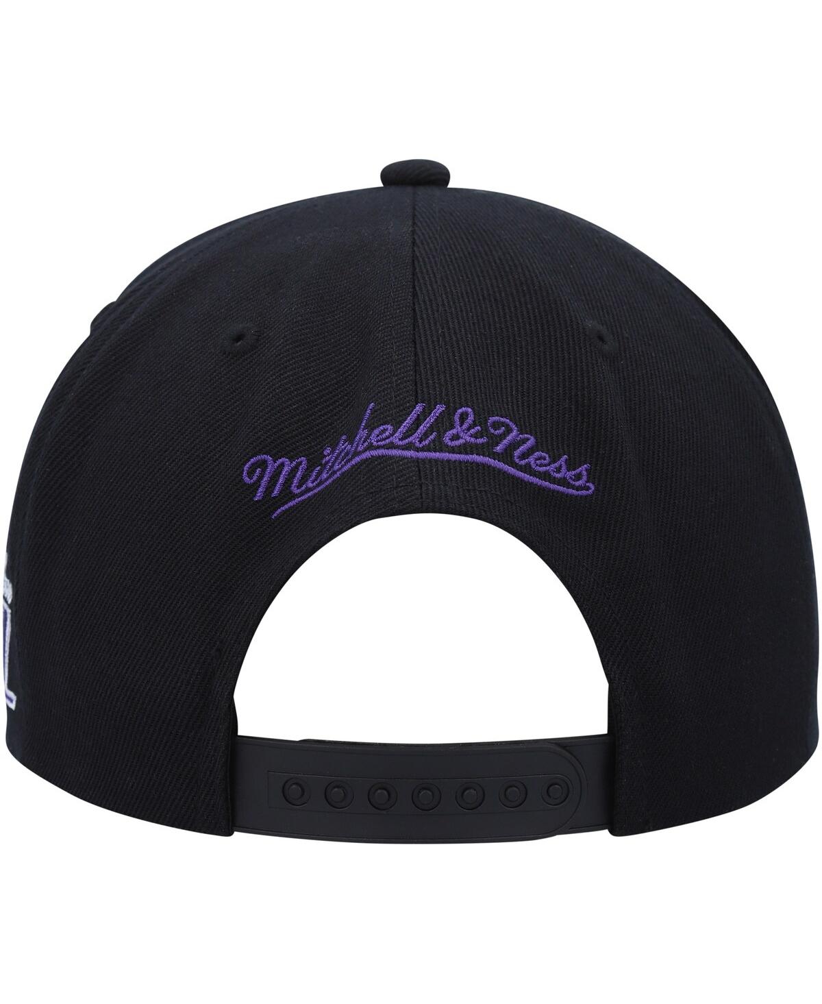 Mitchell & Ness Men's  Black Utah Jazz Hardwood Classics Mvp Team Script 2.0 Snapback Hat In Black