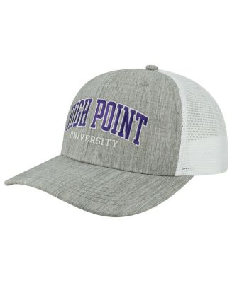 Men's Heather Gray, White High Point Panthers Arch Trucker Snapback Hat ...