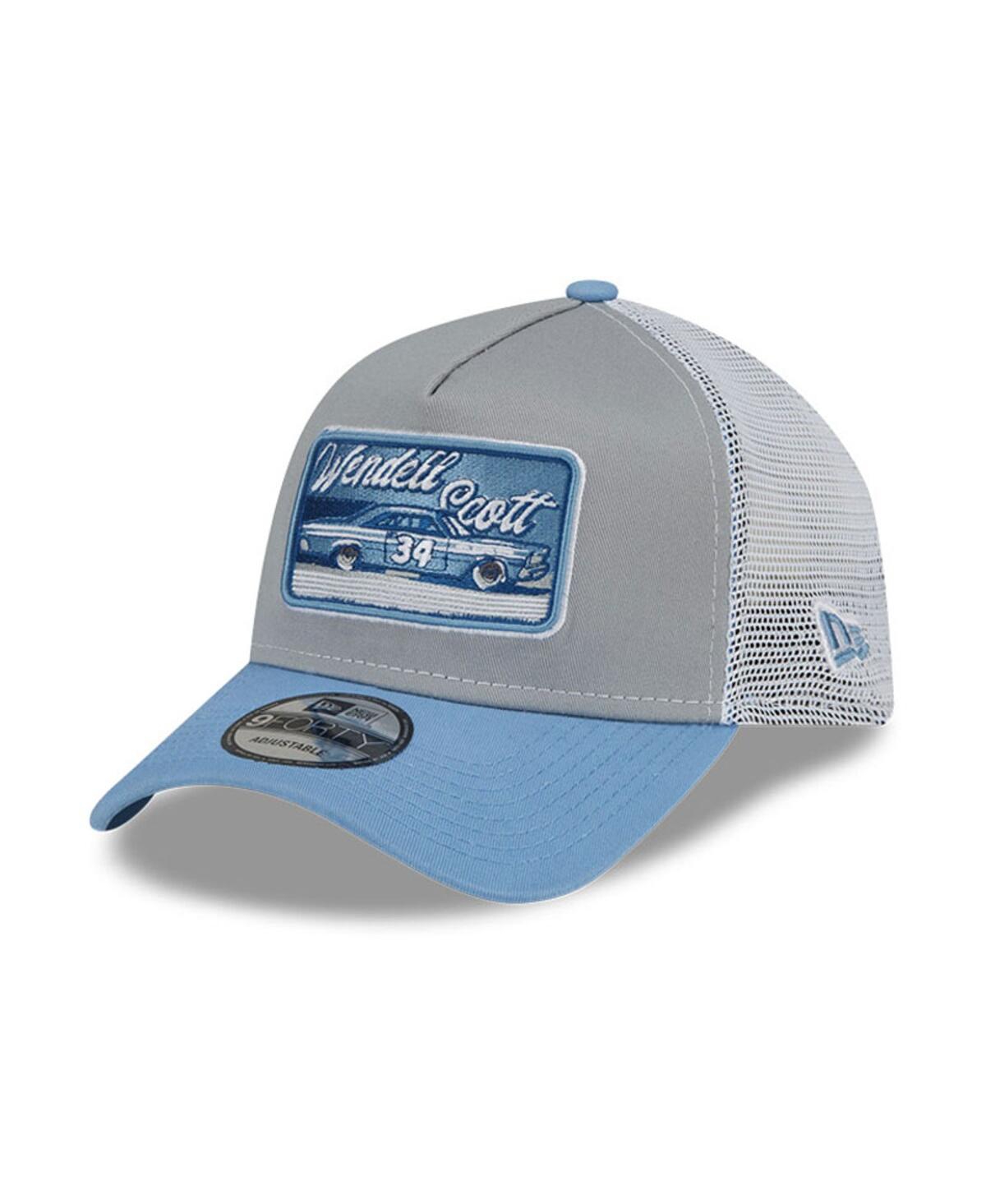 New Era Men's  Light Blue, Gray Wendell Scott Legends 9forty A-frame Trucker Snapback Adjustable Hat In Light Blue,gray