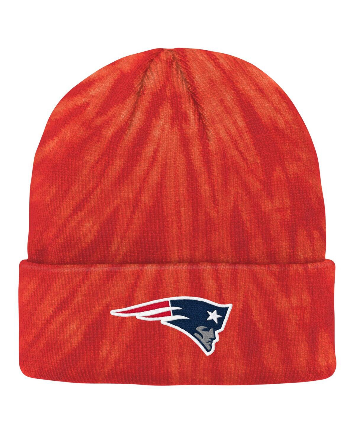 Outerstuff Kids' Big Boys And Girls Red New England Patriots Tie-dye Cuffed Knit Hat