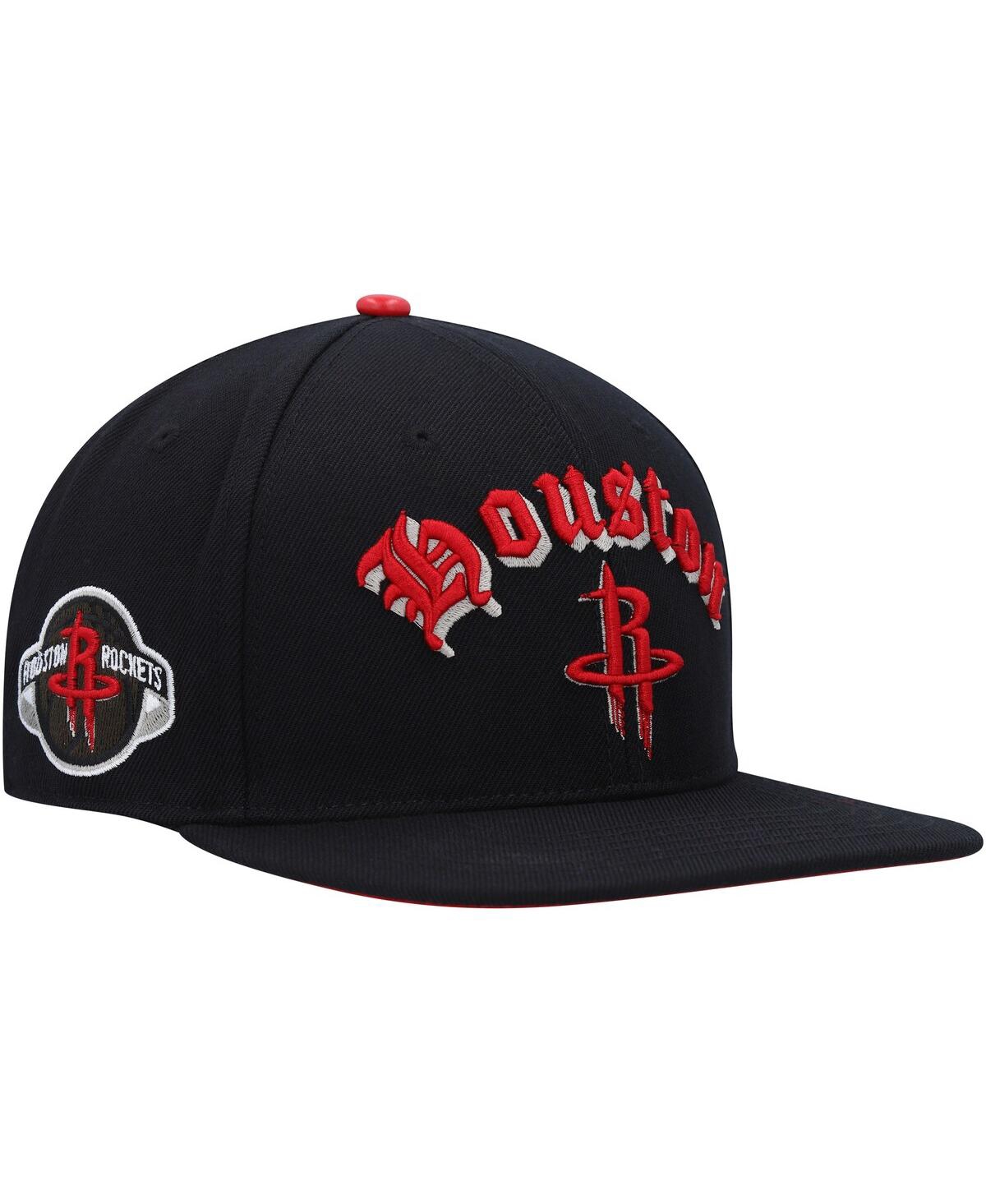Shop Pro Standard Men's  Black Houston Rockets Old English Snapback Hat