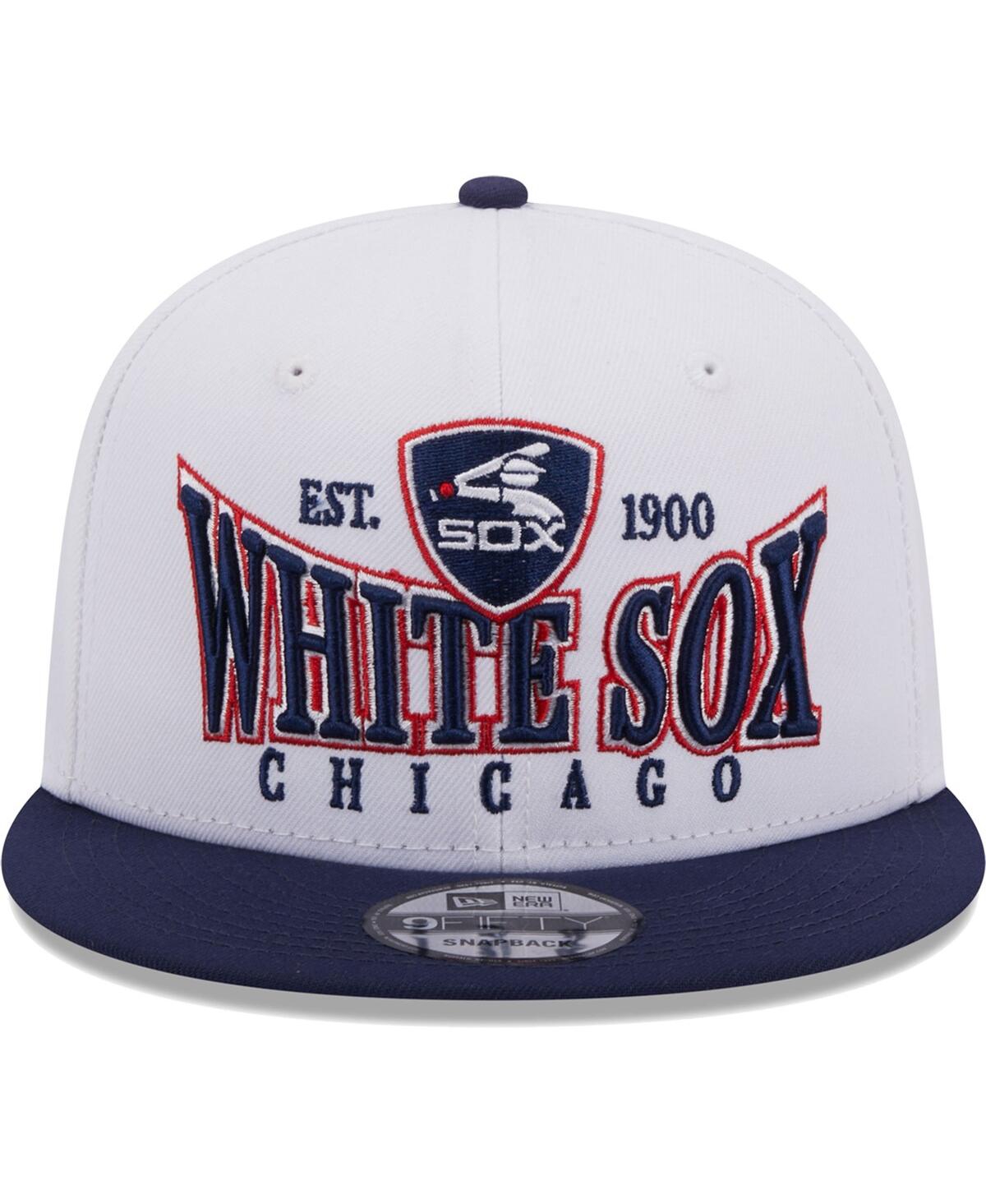 New Era Men's  White, Navy Chicago White Sox Crest 9fifty Snapback Hat In White,navy