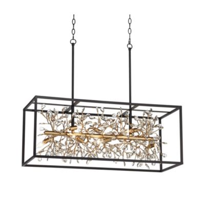 Carrine Linear Pendant Chandelier with Clear Crystal 8-Light Fixture for Dining Room or Kitchen Island