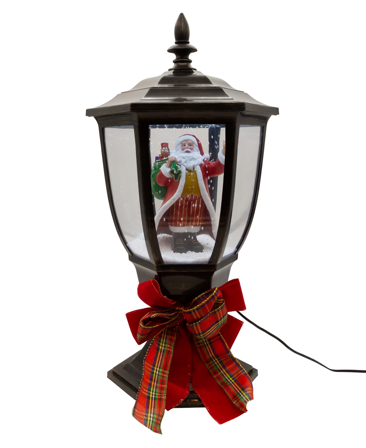 Kurt Adler Illuminated Santa Lamp Post with Snow Accent