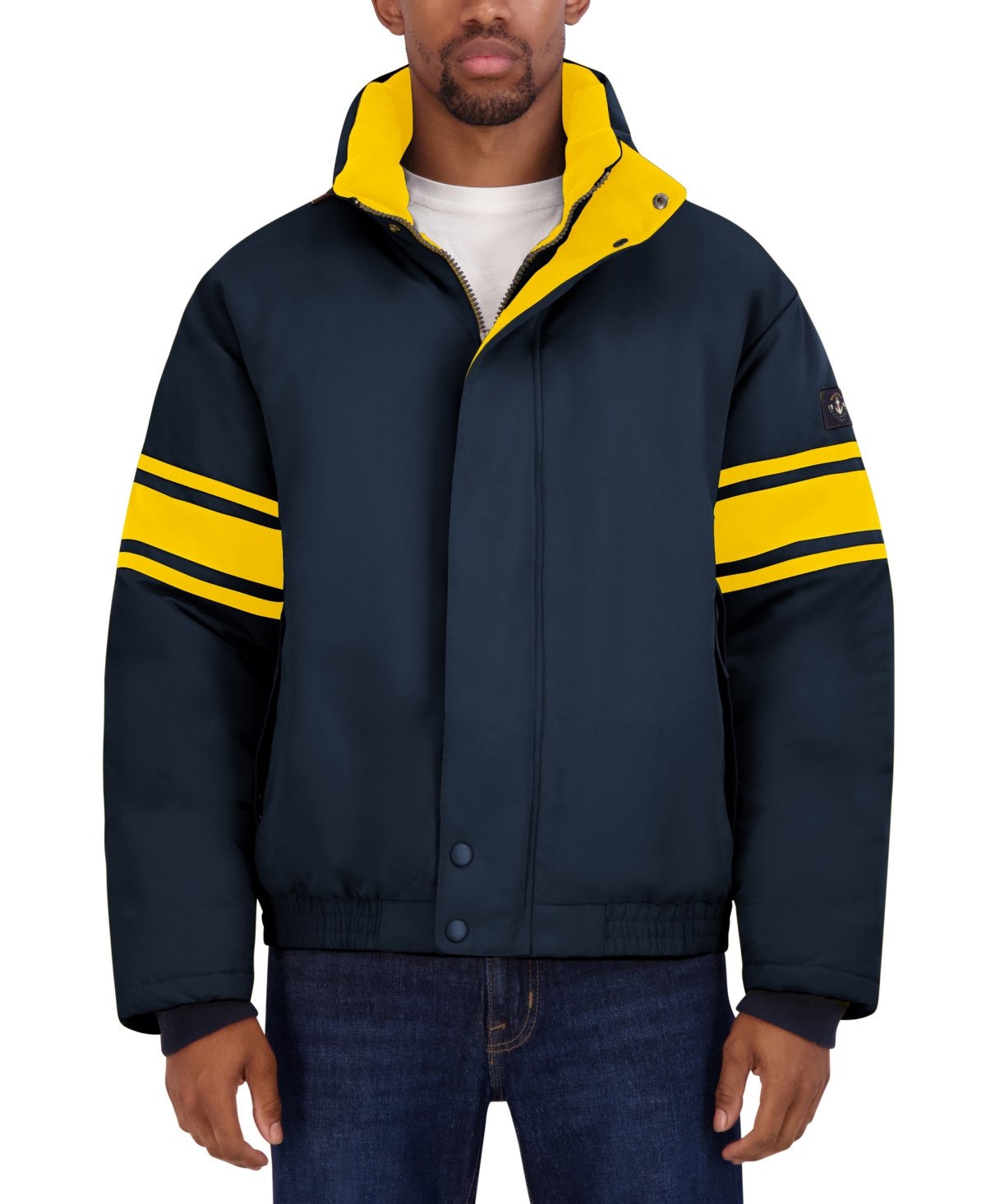 Shop Nautica Men's Colorblocked Vintage Puffer Jacket In Navy