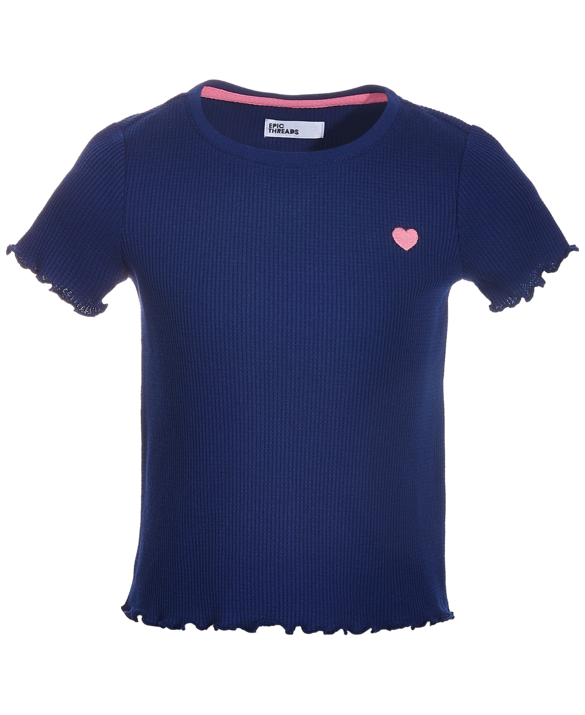 Epic Threads Toddler & Little Girls Waffle-texture Short-sleeve T-shirt, Created For Macy's In Navy Sea