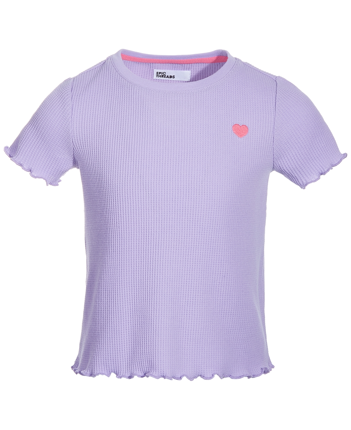 Epic Threads Toddler & Little Girls Waffle-texture Short-sleeve T-shirt, Created For Macy's In Purple Roses