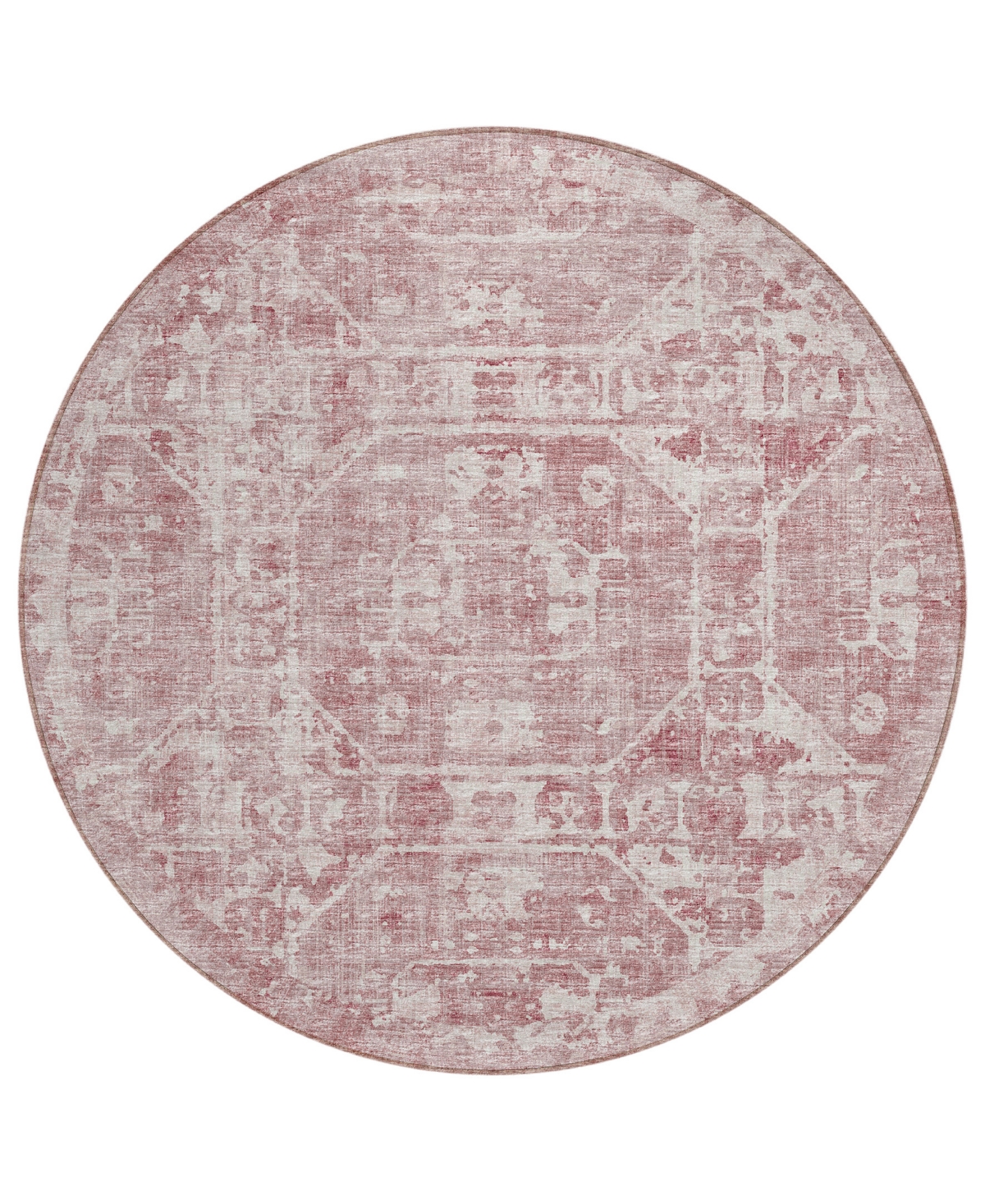 Addison Othello Outdoor Washable AOT32 8' x 8' Round Area Rug - Pink