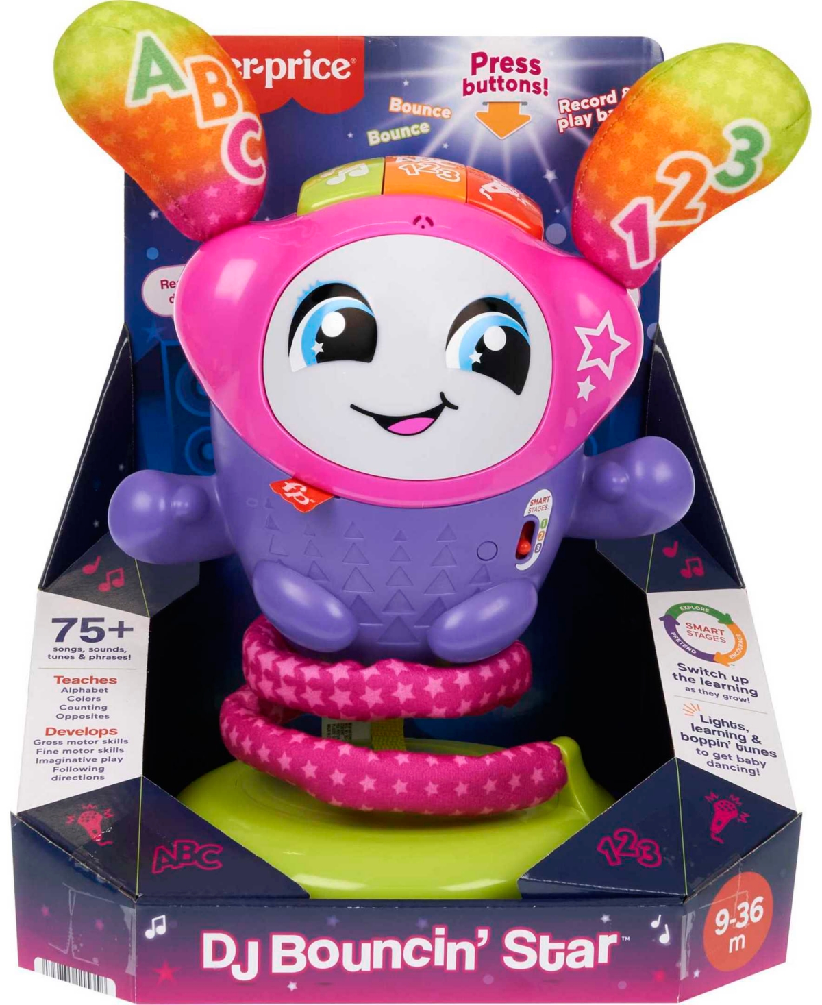 Shop Fisher Price Dj Bouncin' Star, Baby Learning Toy With Music Lights And Bouncing Action In Multi-color