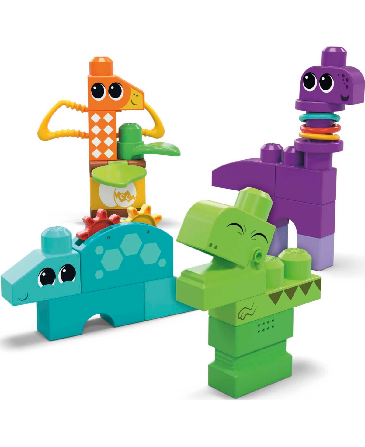 Shop Mega Bloks Fisher Price Sensory Toy Blocks Squeak And Chomp Dinos Set In Multi-color