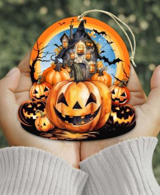 Holiday Wooden Ornaments Haunted House Home Decor G. DeBrekht
