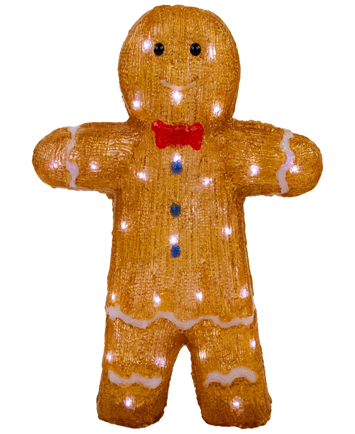 16" Light Emitting Diode (Led) Lighted Acrylic Gingerbread Man with Bow Tie Christmas Decoration - Brown