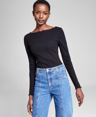 And Now This - Women's Boat-Neck Long-Sleeve Bodysuit