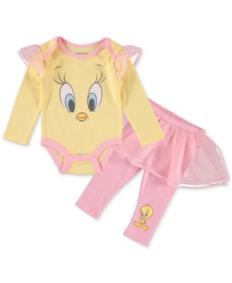 Happy Threads Baby Girls Tweety Bird Bodysuit and Tutu Leggings,