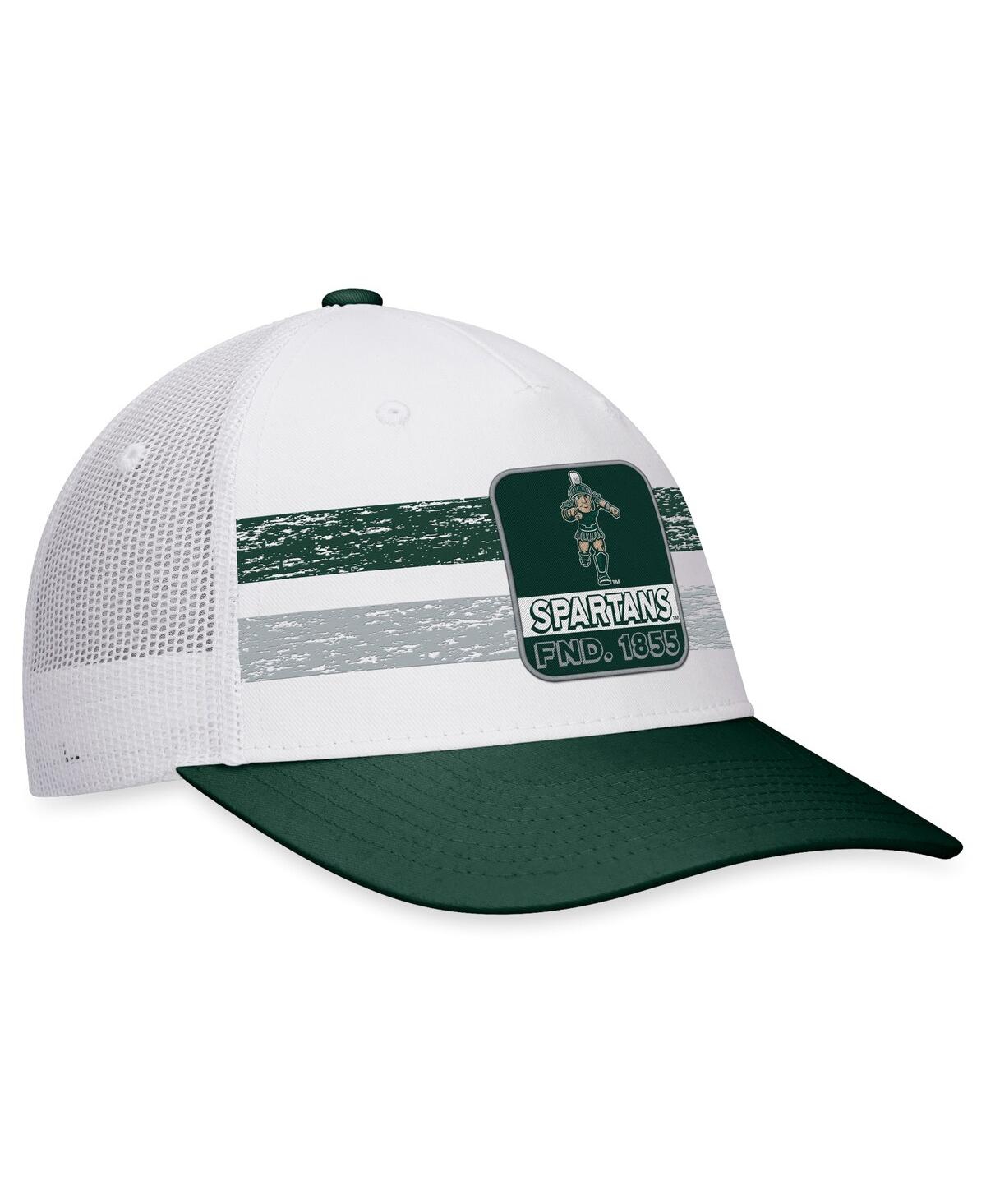 Top Of The World Men's  White, Green Michigan State Spartans Retro Fade Snapback Hat In White,green