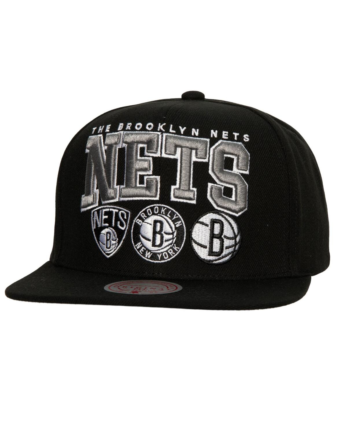 Mitchell & Ness Men's  Black Brooklyn Nets Champ Stack Snapback Hat In Black