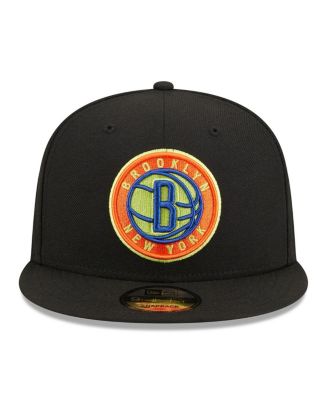 Men's Black Brooklyn Nets Neon Pop 9FIFTY Snapback Hat