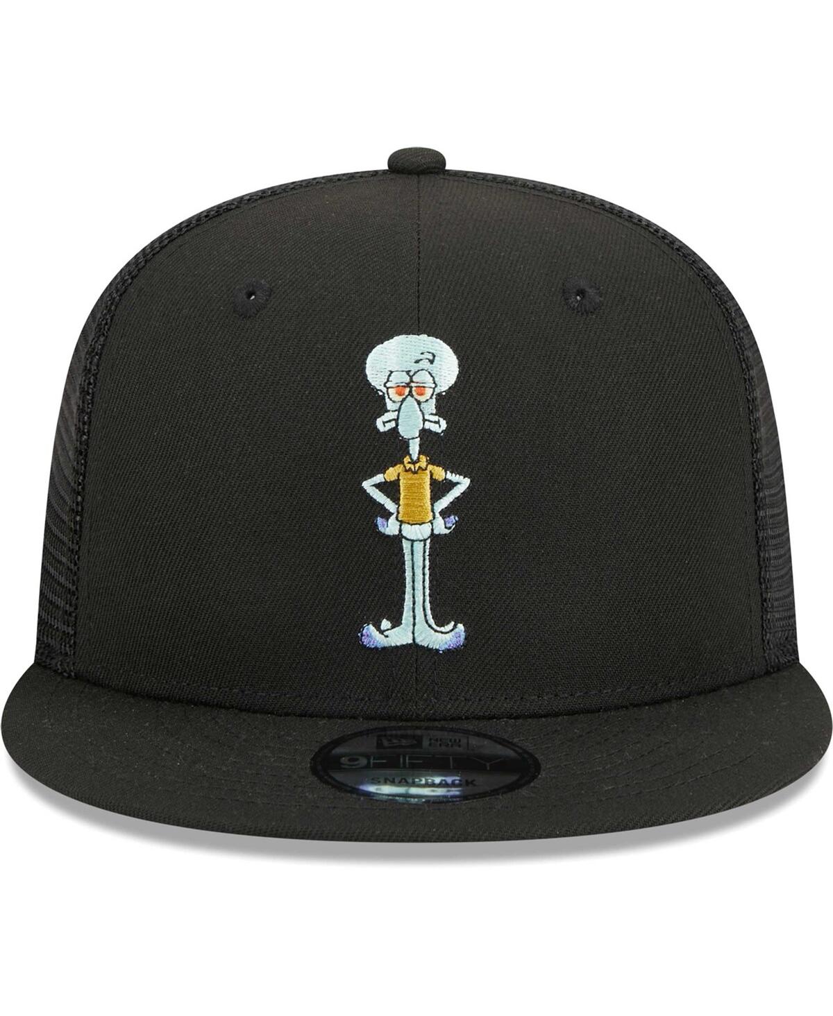 NEW ERA MEN'S NEW ERA BLACK SPONGEBOB SQUAREPANTS SQUIDWARD MESH TRUCKER 9FIFTY SNAPBACK HAT 