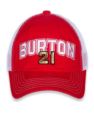 Women's Red, White Harrison Burton Name and Number Adjustable Hat
