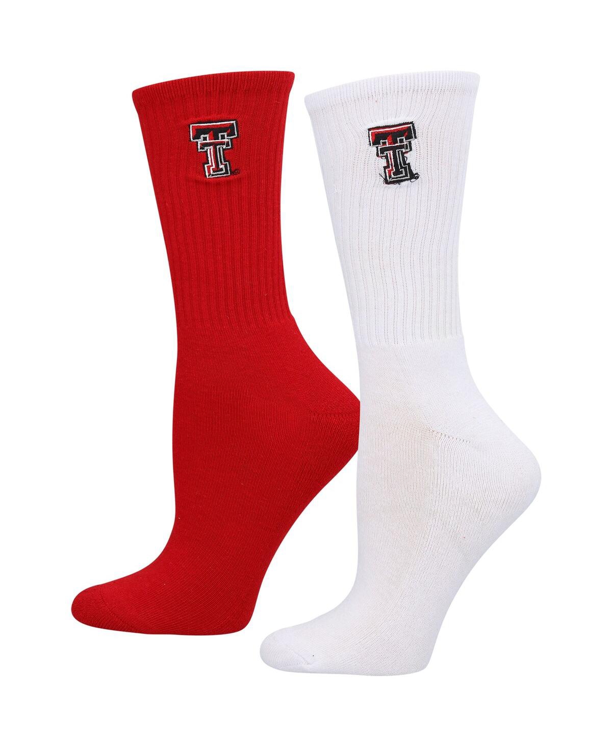 Zoozatz Women's  Red, White Texas Tech Red Raiders 2-pack Quarter-length Socks In Red,white