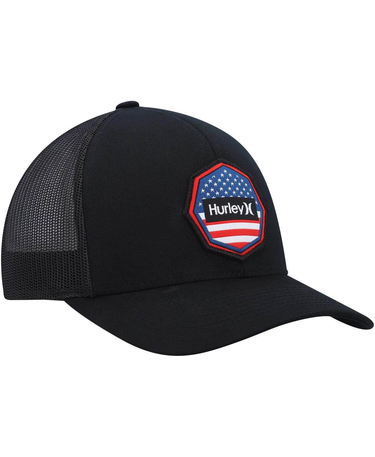 Shop Hurley Men's  Black Ultra Destination United States Trucker Snapback Hat