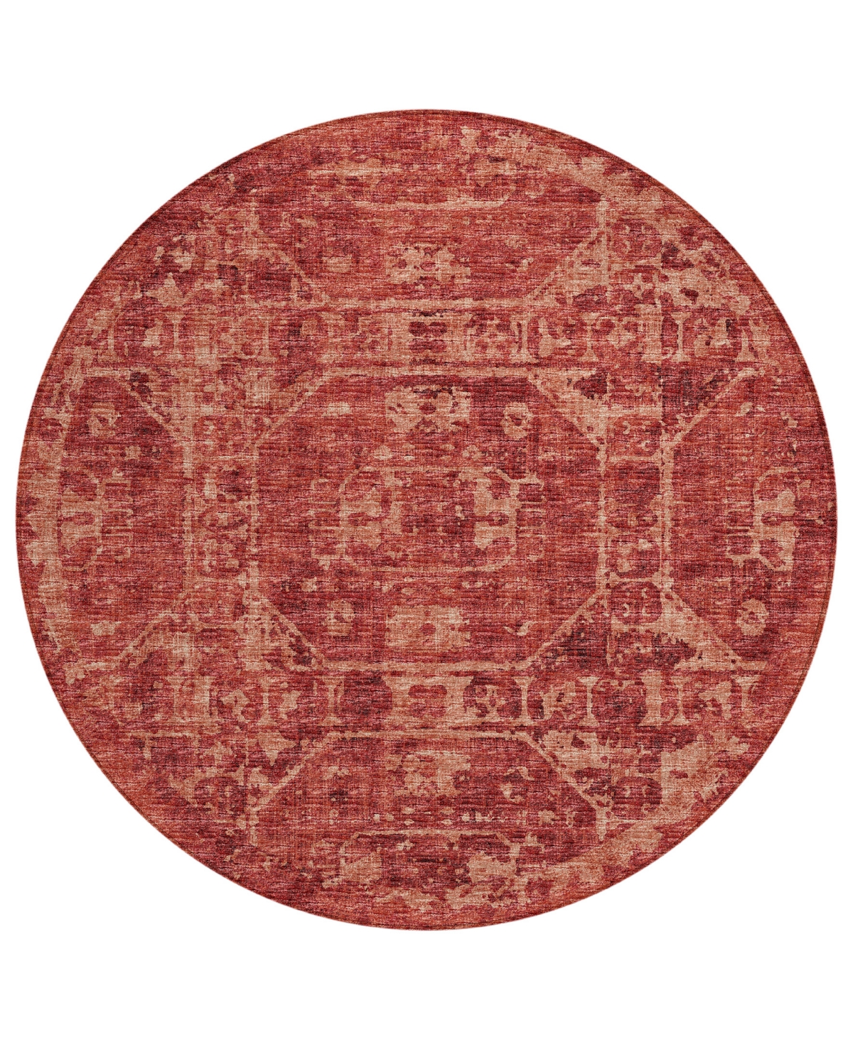 Addison Othello Outdoor Washable AOT32 8' x 8' Round Area Rug - Copper
