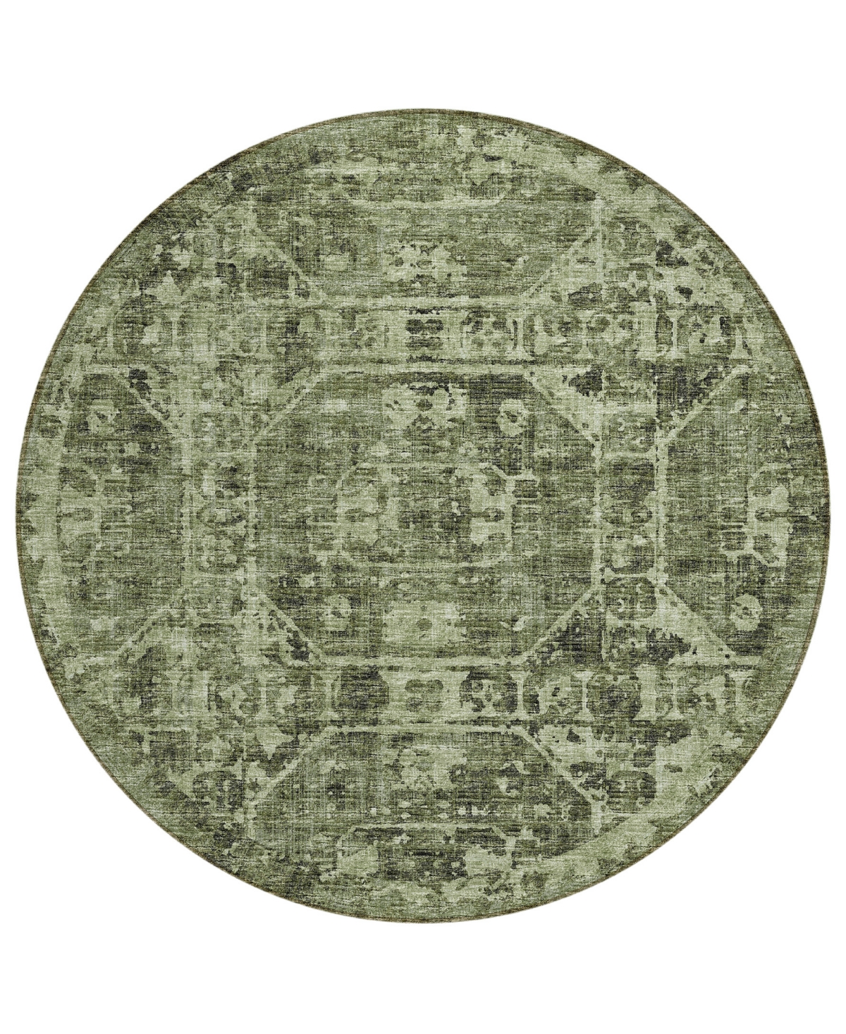 Addison Othello Outdoor Washable AOT32 8' x 8' Round Area Rug - Olive