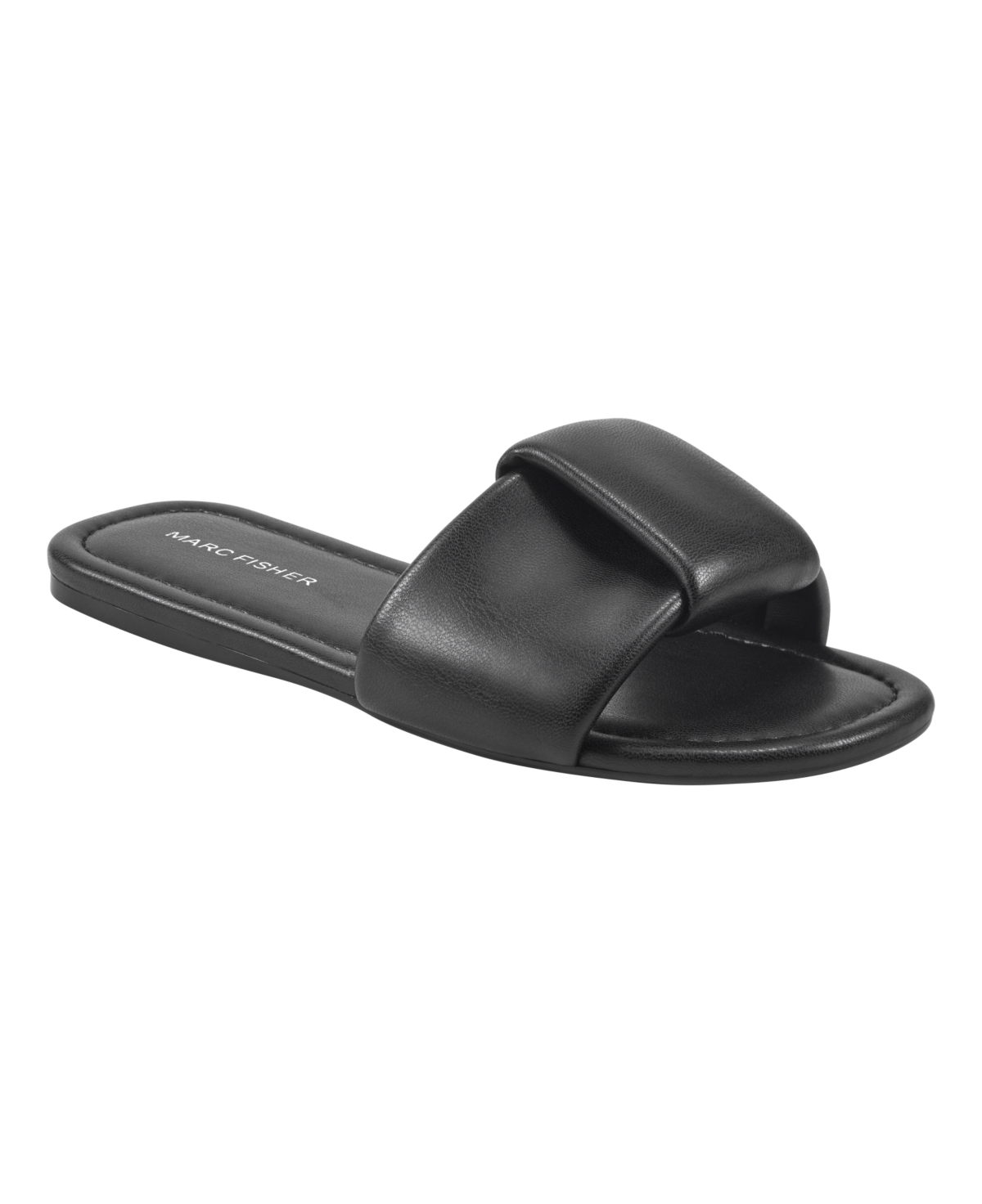 Marc Fisher Women's Finlia Almond Toe Slip-on Casual Sandals In Black - Faux Leather