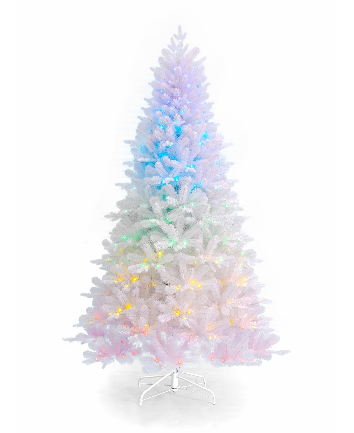 Seasonal Arctic Starburst Pine 7.5' 1584 Pe, Pvc Mixed Tips With 400 Rgbw Application Controlled Lights, Ez-c In White