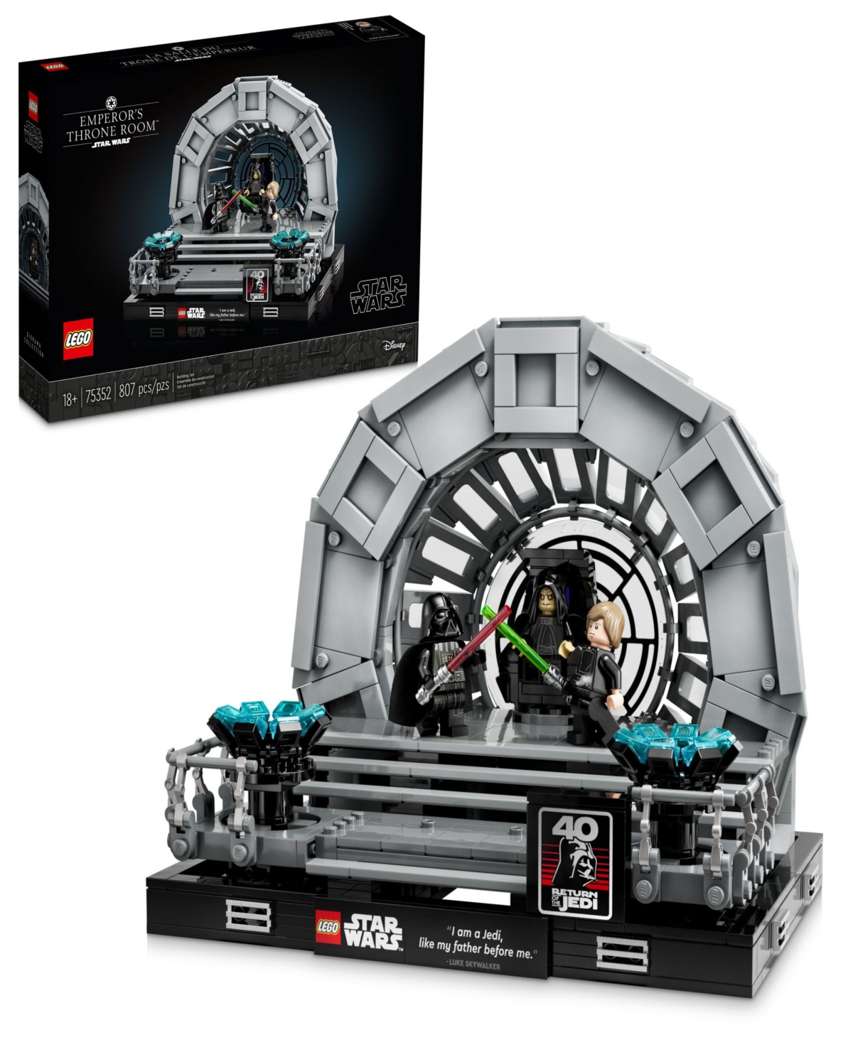 Lego Star Wars 75352 Emperor's Throne Room Diorama Toy Building Set With Darth Vader, Luke Skywalker & Em In Multicolor