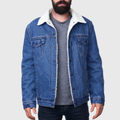 Men's Sherpa Lined Denim Jacket Classic Button Up Jean Trucker Coat