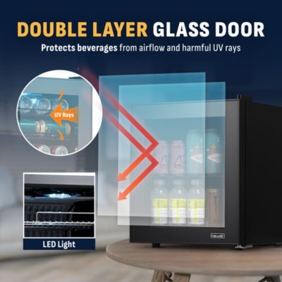 60 Can Beverage Fridge with Glass Door, Small Freestanding Mini Fridge in Black, Perfect for Beer, Snacks or Soda