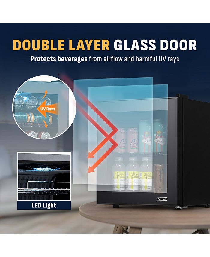 Newair 60 Can Beverage Fridge with Glass Door, Small Freestanding Mini