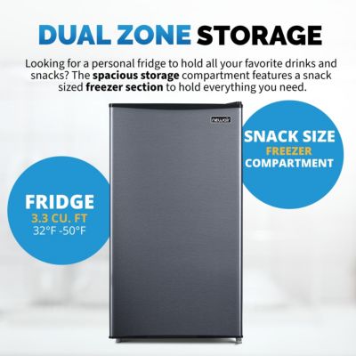 3.3 Cu. Ft. Compact Mini Refrigerator with Freezer, Can Dispenser