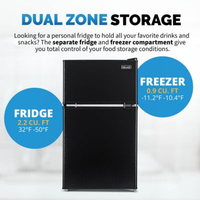 3.1 Cu. Ft. Compact Mini Refrigerator with Freezer in Black