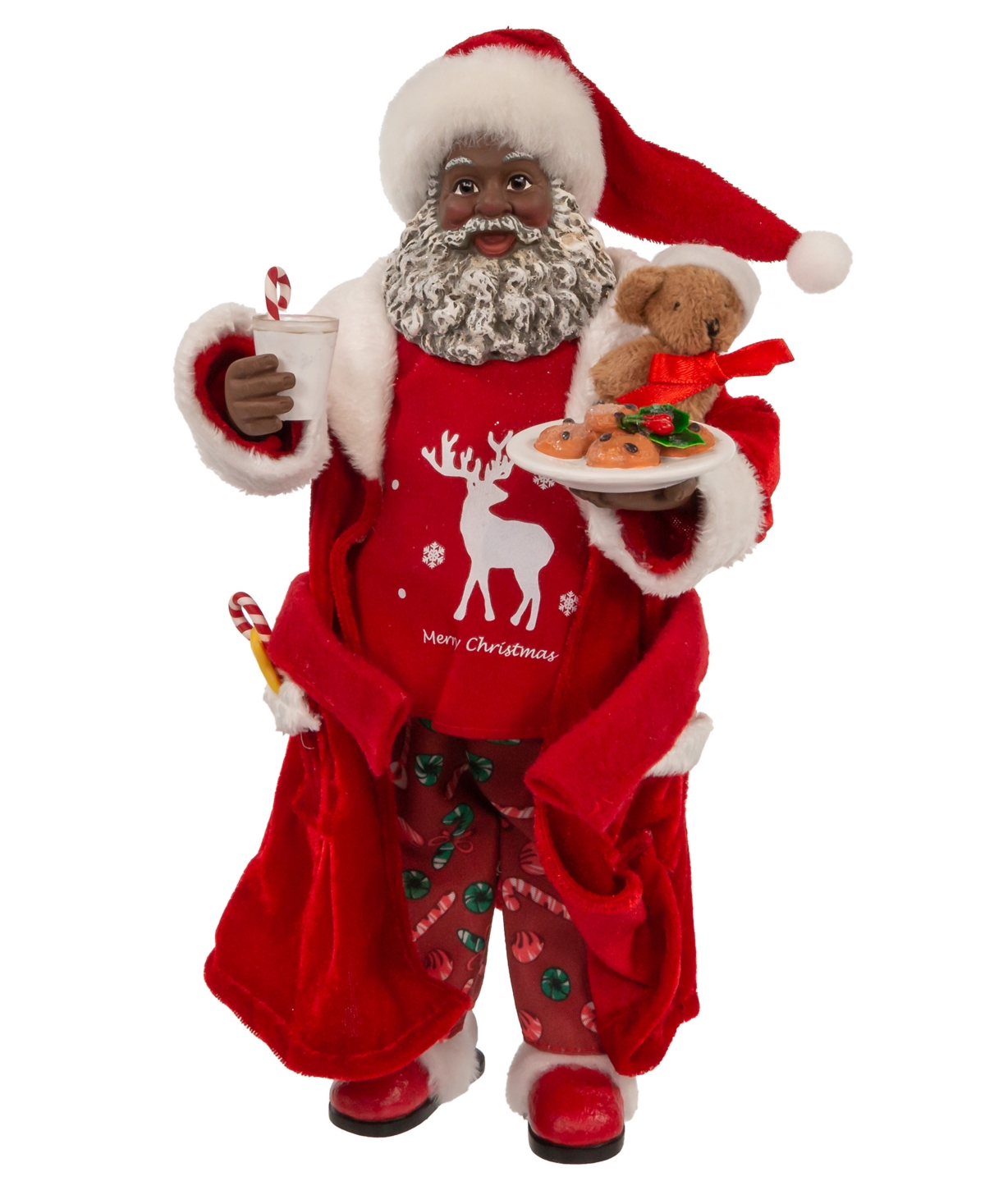 Kurt Adler 10.5" Fabriche Santa In Pajamas And Robe In Multicolored