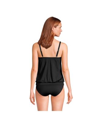 Women's   Blouson Tummy Hiding Tankini Swimsuit Top Adjustable Straps