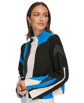 DKNY Women's Asymmetric Colorblock Mock Neck Sweater - Macy's
