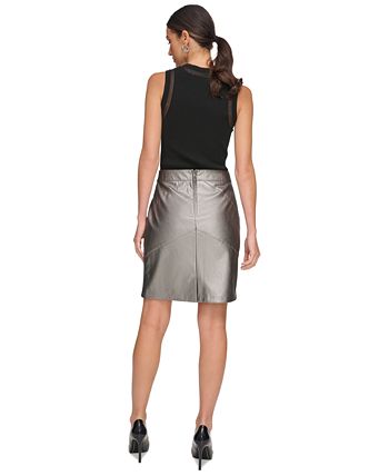 DKNY Women s Metallic Faux Leather Pencil Skirt Macy s
