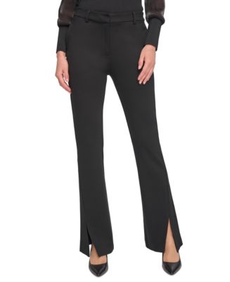 DKNY Women's Mid Rise Split-Cuff Flare Leg Pants - Macy's