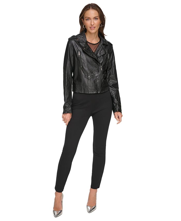 DKNY Women's Asymmetric Faux-Leather Moto Jacket - Macy's