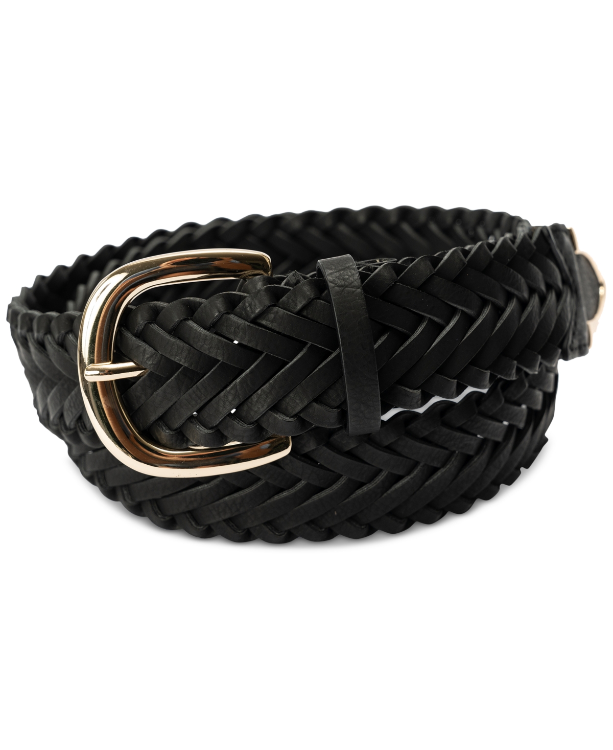 Shop Style & Co Braided Belt With Metal Buckle In Black