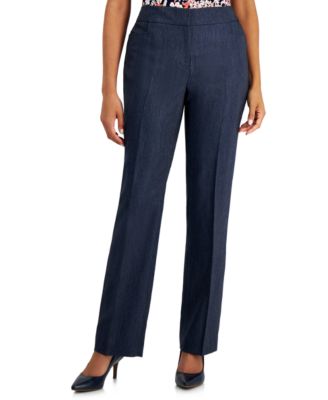 Kasper Women's Denim Straight-Leg Suit Pants - Macy's