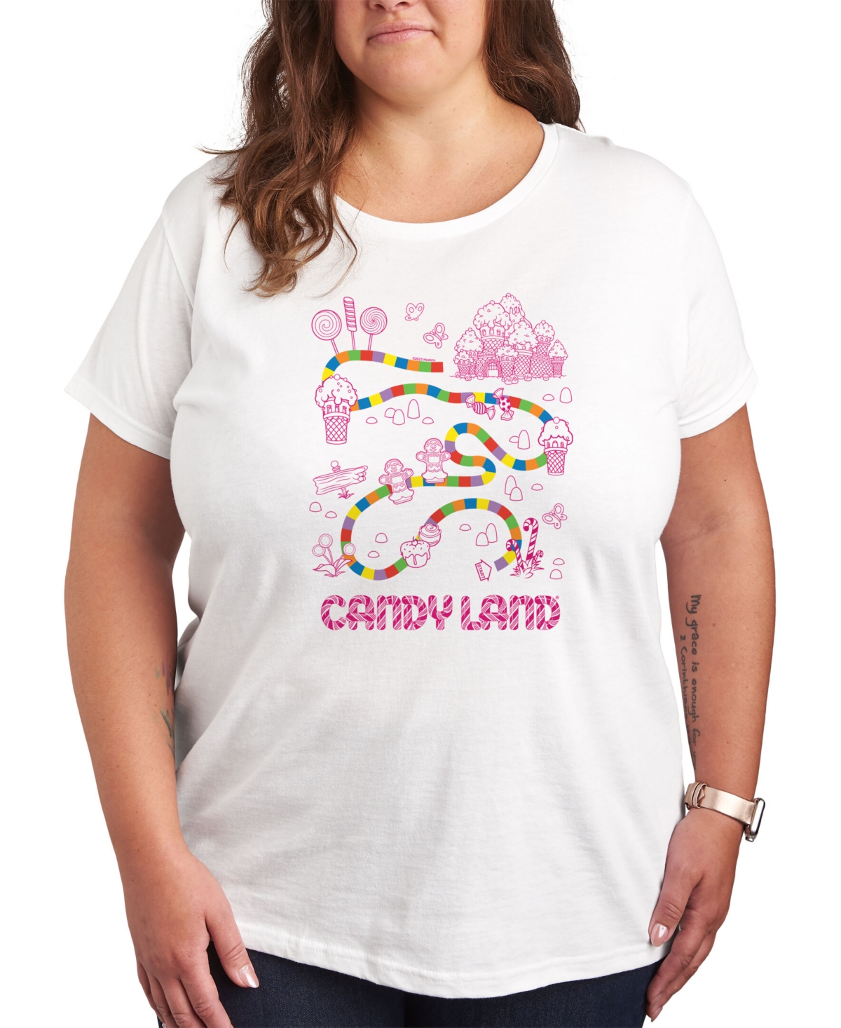 Air Waves Trendy Plus Size Candy Land Graphic T-shirt - White