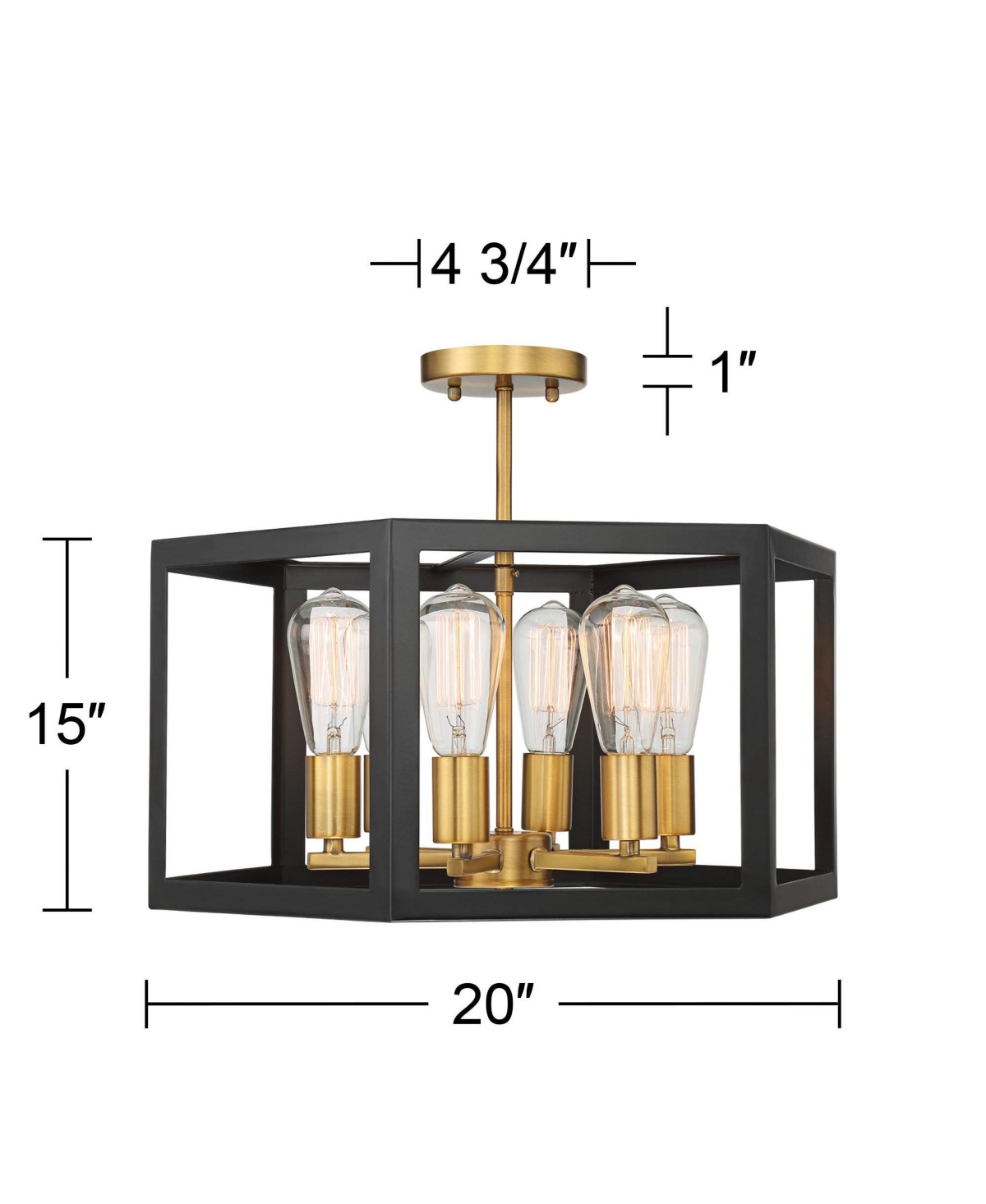 Possini Euro Design Beni Industrial Modern Farmhouse Ceiling Light Semi Flush Mount Fixture 20" Wide Antique Bronze Gold 6-Light for Bedroom Kitc