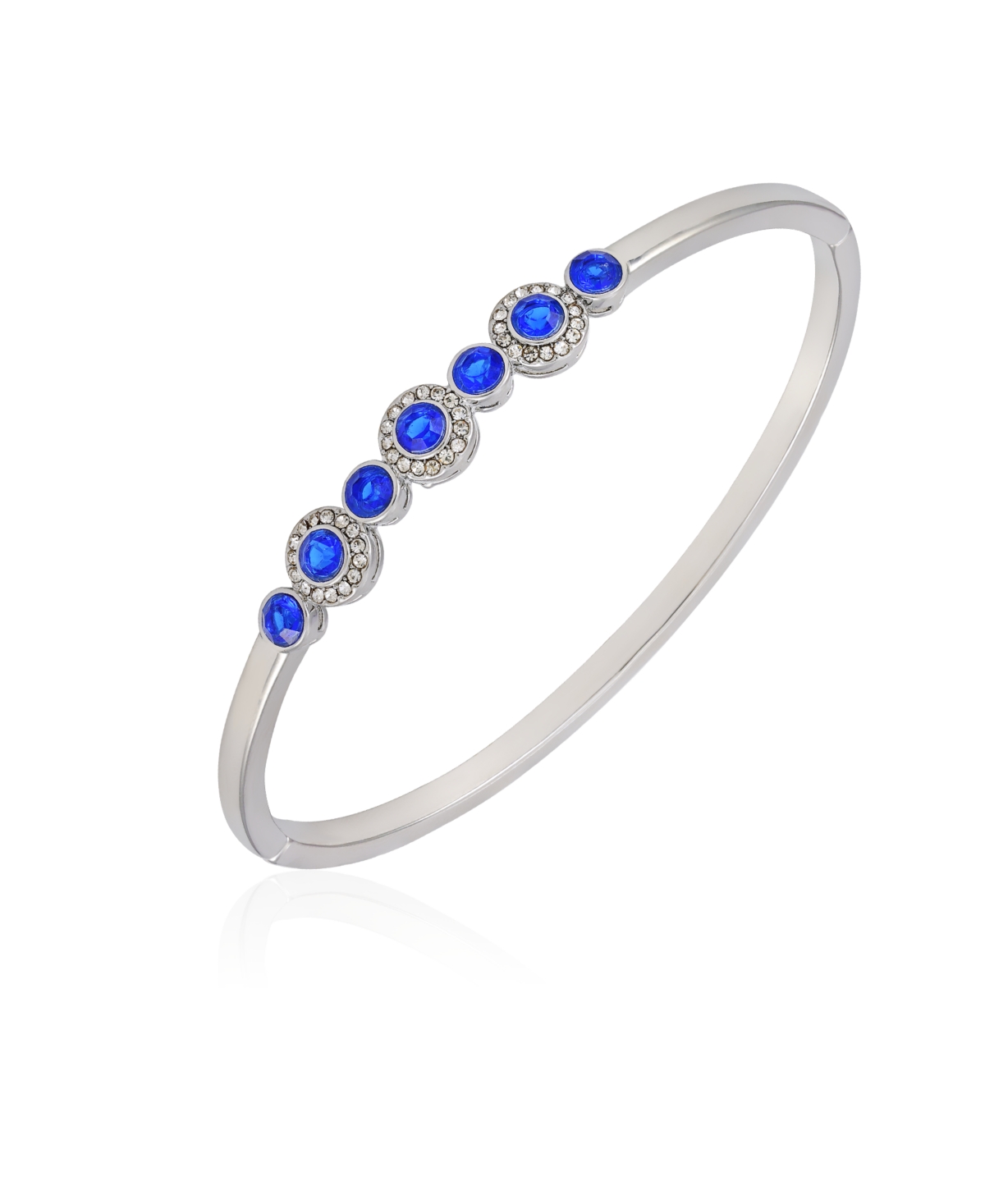 T Tahari Clear Glass Stone Hinged Cuff Bracelet In Blue