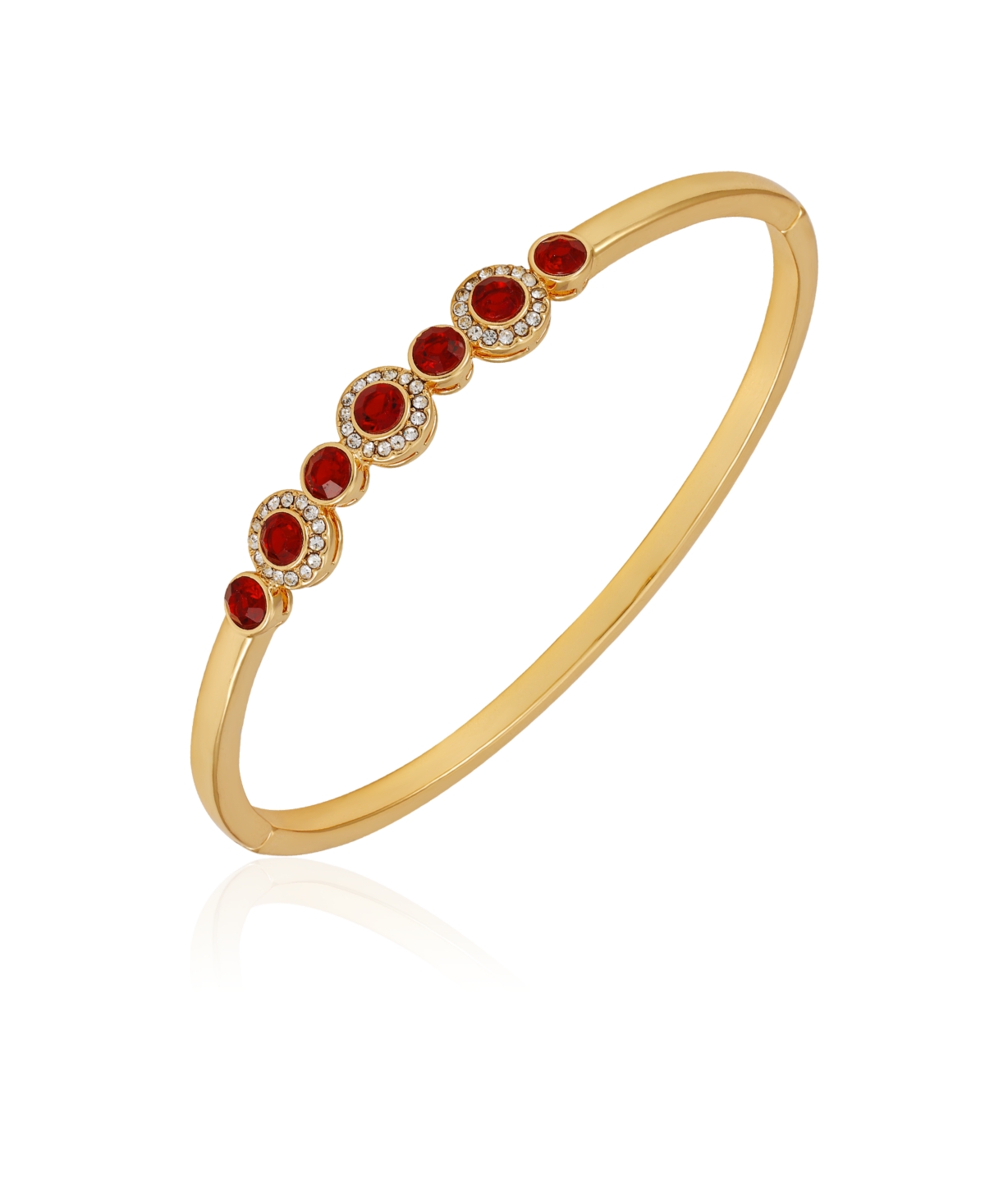 T Tahari Clear Glass Stone Hinged Cuff Bracelet In Red