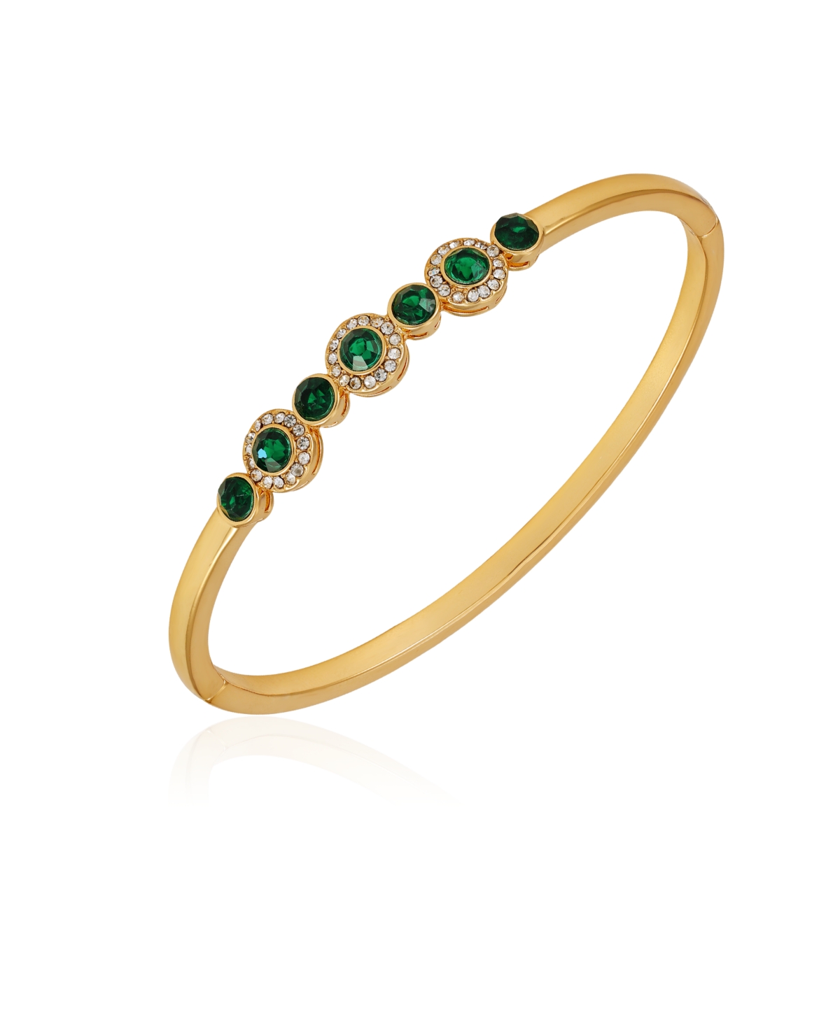 T Tahari Clear Glass Stone Hinged Cuff Bracelet In Green