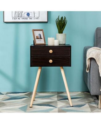 Mid Century Modern 2 Drawers Nightstand