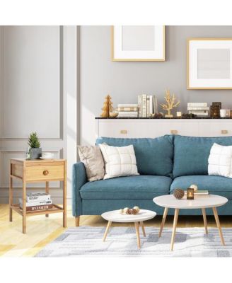 Bamboo Nightstand with Drawer and Open Shelf